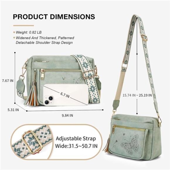 Crossbody Bags Trendy Vegan Leather Mint Green - Picture 5 of 6